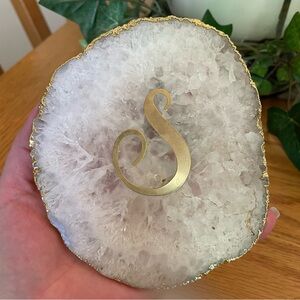 Anthropologie Monogram Letter “S” Agate Coaster